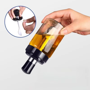 Modern Design Glass <strong>Jar</strong> Salt &amp; Spice Storage Container with Spoon Oil Brush &amp; Honey Dipper for Kitchen Use for Food Seasoning - Product Image 4