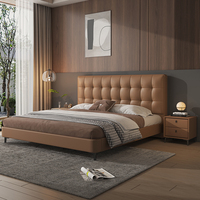Cadre de lit de rangement rembourré en cuir véritable, taille Twin XL, en bois de pin et MDF, avec coffre haut, mobilier de chambre minimaliste italien