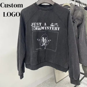 T-shirt surdimensionné pour homme en coton 100% imprimé sur mesure, effet délavé, manches longues, motif vintage - Product Image 1