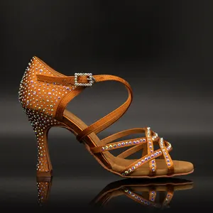 Zapatos de baile con diamantes de imitación estrellados, calzado de baile latino, para Salsa