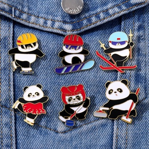 Broche Mignonne de Dessin Animé, Panda de Dessin Animé, <span class=keywords><strong>Ski</strong></span>, Hockey sur Glace, Souvenirs, Badge Exquis et Adorable - Product Image 2