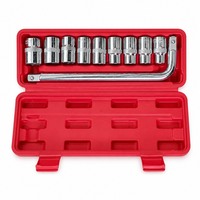 Juego de 10 Llaves de Tubo Métricas de 8-24 mm, Juego de Llaves de Tubo de Acero al Cromo Vanadio, Kit de Reparación de Automóviles y Motocicletas con Estuche Rígido