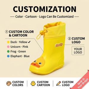 Botas de Lluvia Infantiles con Dibujos Animados Personalizadas, Ajustables con Cordón, Impermeables, Antideslizantes, Ligeras, Plegables, con Diseño de Animales para Niños Pequeños - Product Image 2
