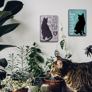 Letrero Metálico Retro con la Frase 'All You Need Is Love and a Cat', Decoración Rústica para Pared de Hogar o Dormitorio - Product Image 3