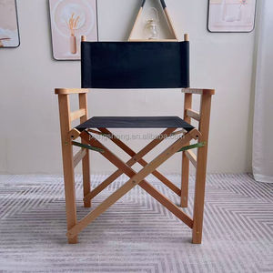 Silla de director alta negra de madera ligera con logotipo personalizado al por mayor - Product Image 2