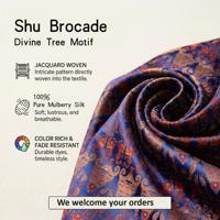Tissu Jacquard 100% Soie de Mûrier à Motif Arbre Sacré, Matière de Luxe en Soie Pure pour Vêtements Sur Mesure et Textiles de Maison