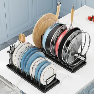 MINGQI Metal 2 Conjuntos de Pot Rack e Prato Secagem Compact Kitchen Dish Rack Drainboard Proof Escorredor com Suporte Utensílio