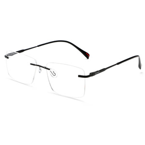 Me2026 Gafas de Sol Rectangulares de Metal sin Montura para Hombre, Lentes Transparentes Anti UV, Estilo Ejecutivo para Visión de Cerca - Product Image 1
