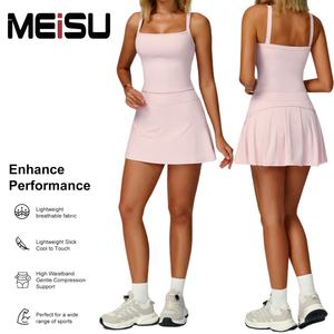 Produttore di Abbigliamento Fitness con Marchio Privato, Set Sportivo <span class=keywords><strong>2</strong></span> Pezzi con Gonna da Tennis a Vita Alta con Tasche e Reggiseno Sportivo di Supporto - Product Image 6