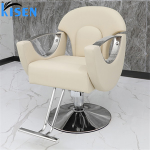 Chaise de barbier Kisen en similicuir, design contemporain, pompe hydraulique, hauteur réglable, base ronde, mobilier de salon professionnel - Product Image 2
