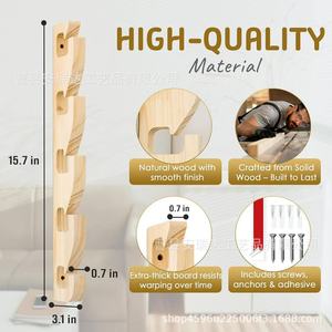 Wooden <b>Wall</b> Mounted Baseball Cap Rack 5 Layers For Bedroom <b>Storage</b> And Living Room Display - Product Image 4