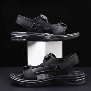 Men's <b>Height</b> <b>Increasing</b> Air Cushioned Sandals Black Velcro Closure Summer Youth Sports Beach <b>Shoes</b> Large Size 47 - Product Image 3