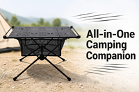 Plateau de table pliable en alliage d'aluminium, table pliante avec panier de rangement en maille, table pliante en alliage d'aluminium, table de camping
