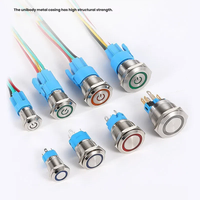 Bouton-poussoir électronique en métal de 12 mm, symbole klaxon, momentané, 12 V 24 V, éclairé par LED, étanche IP65, pour voiture, moto, bateau, camion