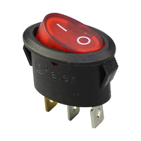 Interrupteur à bascule ovale série KCD1, boîtier noir, 3 broches ON-OFF SPST, interrupteur à bascule lumineux LED rouge pour applications électriques