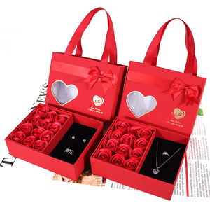 Caja de Regalo de Joyería Roja con 12 Rosas <span class=keywords><strong>para</strong></span> Navidad, Venta al por Mayor, <span class=keywords><strong>para</strong></span> el Día de San Valentín, Mujeres y Niñas - Product Image 1