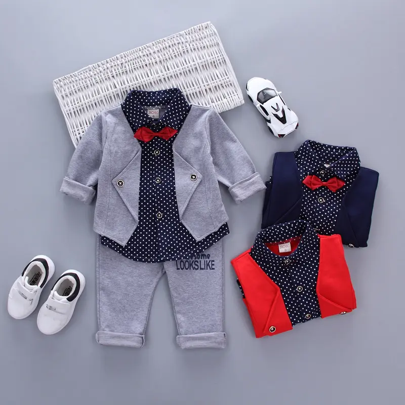 wholesale Summer spring boys clothing sets children's shirt three-piece suit baby boys' clothing sets
