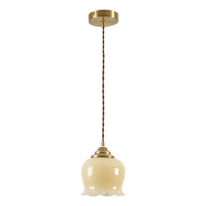 Lámpara Colgante Estilo Crema Imitación Jade Lirio de los Valles para Dropshipping en Shopify, Lámpara Colgante Francesa de Cobre para Entrada o Comedor - Product Image 1