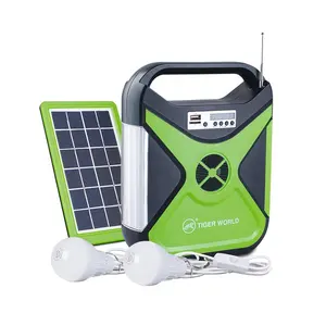 Luz de emergencia recargable led de iluminación solar kit de radio y función de música luz solar con puerto usb