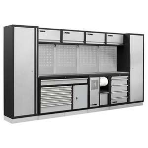 FERVI - A008V Meuble d'atelier modulaire avec plan de travail en acier inoxydable 3920x498x2000mm - EAN 8012667371920 WORKSHOP STORAGE - Product Image 1