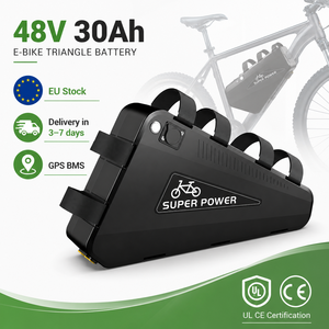 แบตเตอรี่จักรยานไฟฟ้า EU Stock Super Power 48V 30Ah รูปทรงสามเหลี่ยม พร้อม GPS BMS ลิเธียมไอออน สำหรับติดตั้งใต้ท่อ พร้อมจอ LCD - Product Image 1