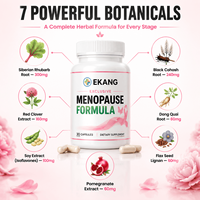 Complément Alimentaire en Capsules à Marque Blanche pour la Ménopause, Formule à Base de Plantes pour Femmes Adultes, Racine de Rhubarbe Sibérien, Racine de Cimicifuga Noire Rouge