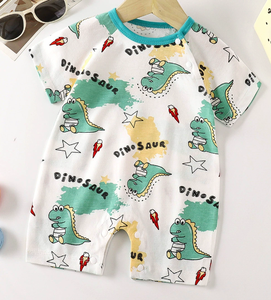 Combinaison d'été respirante à logo personnalisé pour nouveau-nés, 100 % coton, à manches courtes, pyjama bébé tricoté à boutons-pression, vente en gros - Product Image 6