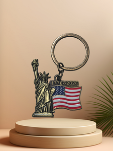 कस्टम यूएसए 250 वीं वर्षगांठ धातु कीचेन और स्वर्ण-प्लेटेड स्वतंत्रता ध्वज - Product Image 5