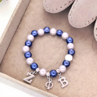 Blanc Bleu Perle Sororité Zeta Phi Beta Charms Mode Femmes Bracelet Élastique avec Étiquette ZOB pour Cadeau Principalement en Alliage