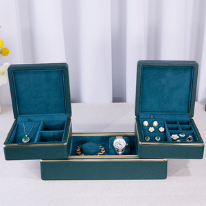 Cao cấp PU da đồ trang sức hiển thị trường hợp tổ chức kim loại nhung gỗ vòng dây chuyền trượt bộ sưu tập hộp - Product Image 2