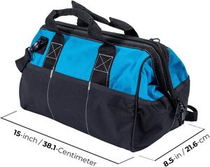 Bolsa de Herramientas de Poliéster con Boca Ancha y Bolsillo Interior Duradero con Cierre de Cremallera para Almacenamiento de Herramientas para Pintores, Carpinteros y Constructores - Product Image 1