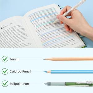 Stylo fluorescent à rayures, étiquette autocollante transparente pour commentaires et mémos, étiquette de signalisation longue pour 800 feuilles ou plus, 5 pièces - Product Image 6