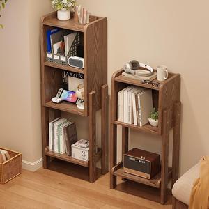 Solid Wood Bookshelf <b>Narrow</b> Floor <b>Storage</b> Rack For Living Room Bedroom - Product Image 4