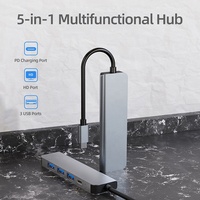 Hub USB-C multifonction 5 en 1 Xput, adaptateur multiport, type C vers 3 ports USB, HDMI 4K, charge rapide PD pour ordinateur portable, tablette, smartphone