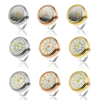 Mini montre numérique minimaliste plaquée or, jolie montre-bague en acier, mini montre-bague ouverte argentée