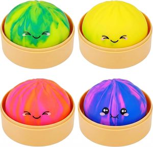 Juguete antiestrés de PU blandito de 8.5cm con forma de comida, diseño de panecillo de arroz vaporizado arcoíris, de subida lenta, con expresiones, para aliviar el estrés - Product Image 1