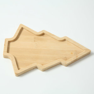Bamboo Christmas Tree <b>Tray</b> 24x18x1.2 Cm Multi Compartment Serving Plate For Fruit <b>Snacks</b> Home Restaurant Use - Product Image 2