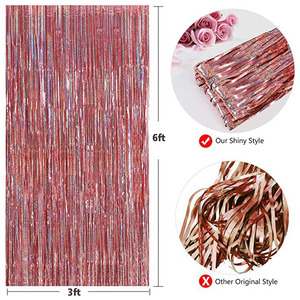 Nicro fête décoration or Rose mariage Tinsel anniversaire 3 * 6FT Laser fond mur toile de fond frange feuille métallique rideaux de pluie - Product Image 4