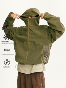 Cardigan zippé unisexe en polaire épaisse anti-plis coupe ample à capuche – Collection Automne/Hiver – Marque <span class=keywords><strong>Tendance</strong></span> - Product Image 4