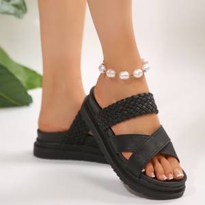 Sandalias de Plataforma Alta con Cuña de Mezclilla para Mujer 2025, Colores Variados, Suela Gruesa, Zapatos de Playa y Exterior, Venta al por Mayor, Modelo Cross 7821 - Product Image 2