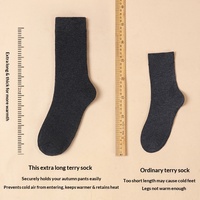 7121 Chaussettes en coton éponge pour homme, automne-hiver, doublées de polaire épaisse, chaudes, longues, à hauteur de mollet, pour homme