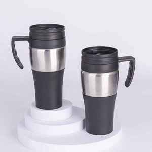 Mug de voiture isotherme en métal à double paroi avec poignée, impression de logo personnalisable, scellable, portable, mug créatif, isolation thermique - Product Image 1