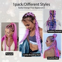 Extensions capillaires tressées en fibre haute température pour filles, 2 pièces, style queue de cheval, avec élastique, pour le marché transfrontalier Amérique-Europe
