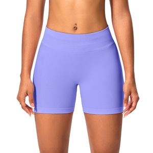 Women's High-Waisted Solid Spandex/Nylon Fitness Shorts Yoga Pants Quick-Drying Breathable <b>Hip</b> Lifting Running Gym - Product Image 5