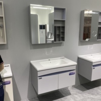 Meuble de salle de bain moderne en alliage WJL, vasque en céramique avec miroir grossissant intelligent, meubles de salle de bain minimalistes