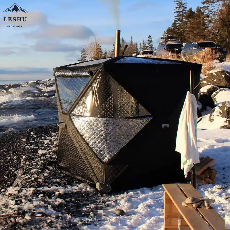 Tente de pêche sur glace automatique hexagonale pop-up abri blanc tentes d'hiver tente de sauna portable pour le fabricant familial