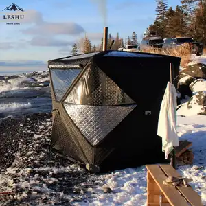 Otomatik altıgen pop up buz balıkçı çadırı beyaz barınak kış çadır taşınabilir sauna çadır aile üreticisi için