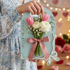 Portaflores de Madera Rosa en Forma de Corazón con Recorte de Amor para el Día de San Valentín, Decoración para Mostrar Ramos de Boda, Manualidades - Product Image 5