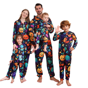 Atacado Barato de Alta Qualidade Trajes De Halloween Família Esqueletos Abóbora One Piece Jumpsuit Zipper up Halloween PJS Correspondência - Product Image 1