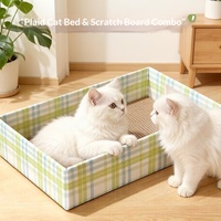 Lit-grattoir en carton ondulé pour chats, avec boîte à motif écossais et cartons de remplacement, pour chats d'intérieur, vente en gros, OEM